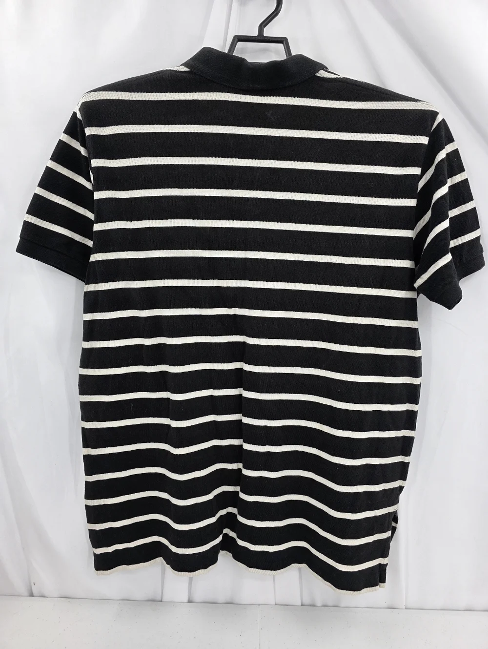 Vintage Polo Ralph Lauren Short Sleeve Pique Polo‎ Men XXL Black Cream Striped.